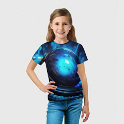 Футболка детская Кислотная синяя яркая неоновая абстракция, цвет: 3D-принт — фото 2
