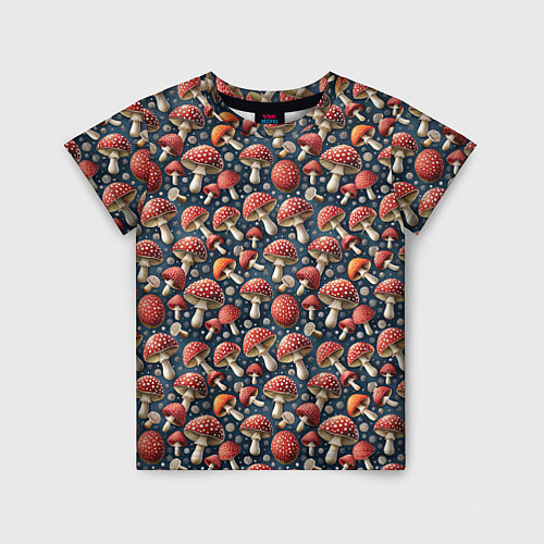 Детская футболка Гриб красный мухомор паттерн / 3D-принт – фото 1