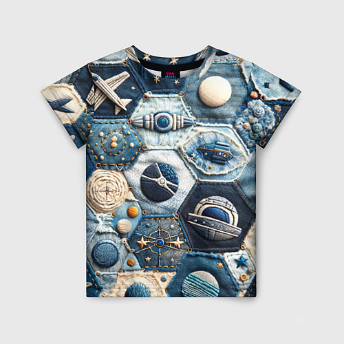 Детская футболка Пэчворк с авиацией / 3D-принт – фото 1