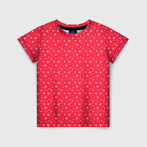 Детская футболка Розово-красный со звёздочками / 3D-принт – фото 1