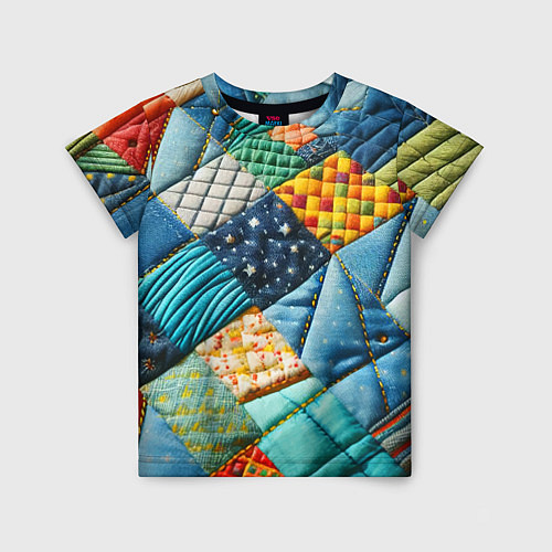 Детская футболка Лоскутное одеяло - пэчворк / 3D-принт – фото 1