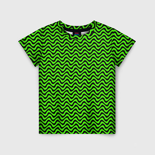 Детская футболка Искажённые полосы кислотный зелёный / 3D-принт – фото 1