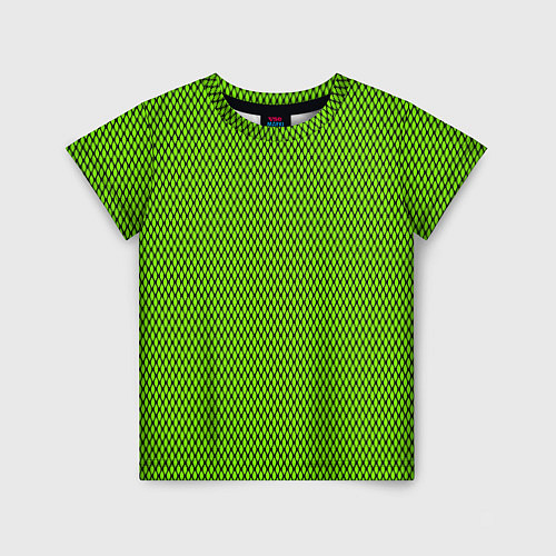 Детская футболка Кислотный зелёный имитация сетки / 3D-принт – фото 1