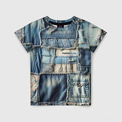 Детская футболка Patchwork denim - vogue / 3D-принт – фото 1