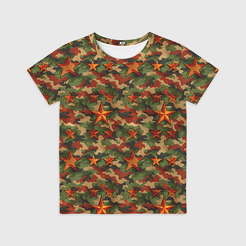 Детская футболка Камуфляж со звездами СССР / 3D-принт – фото 1