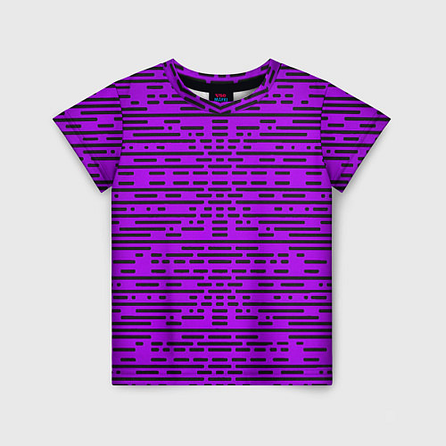 Детская футболка Чёрные полосы на фиолетовом фоне / 3D-принт – фото 1