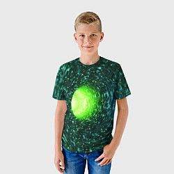 Футболка детская Червоточина - зеленый водоворот со свечением, цвет: 3D-принт — фото 2