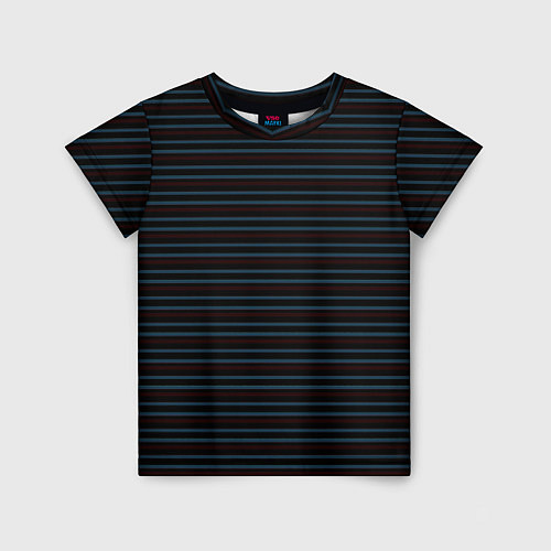 Детская футболка Чёрный в сине-красную полоску / 3D-принт – фото 1
