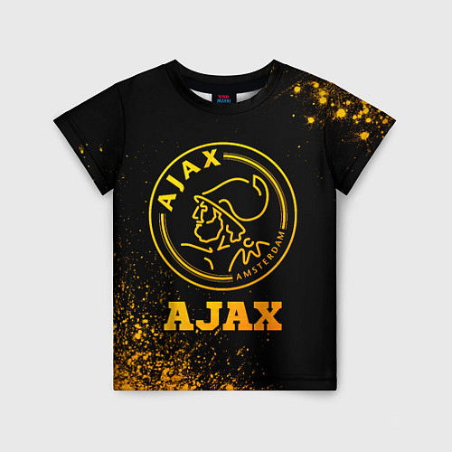 Детская футболка Ajax - gold gradient / 3D-принт – фото 1