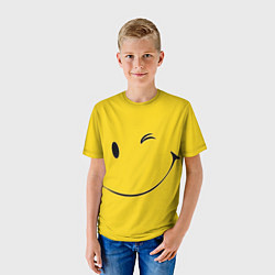 Футболка детская Смайл желтый, цвет: 3D-принт — фото 2