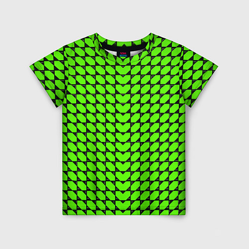 Детская футболка Зелёные лепестки шестиугольники / 3D-принт – фото 1