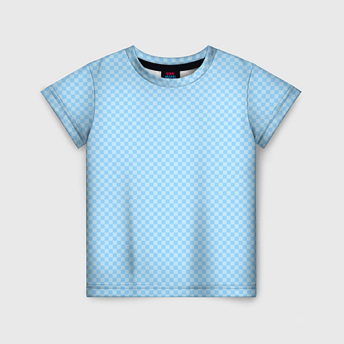 Детская футболка Светлый голубой паттерн мелкая шахматка / 3D-принт – фото 1