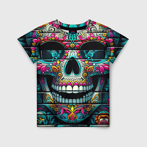 Детская футболка Cool skull - graffiti ai art / 3D-принт – фото 1