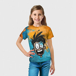 Футболка детская Красочный человечек веселым лицом, цвет: 3D-принт — фото 2