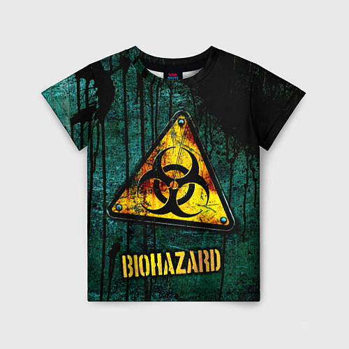 Детская футболка Biohazard yellow sign / 3D-принт – фото 1