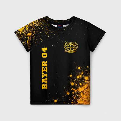 Детская футболка Bayer 04 - gold gradient вертикально / 3D-принт – фото 1