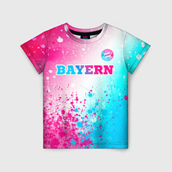 Футболка детская Bayern neon gradient style посередине, цвет: 3D-принт