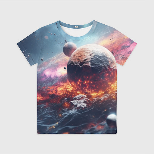 Детская футболка Космическое столкновение планет / 3D-принт – фото 1
