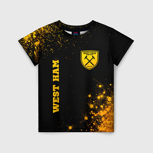 Детская футболка West Ham - gold gradient вертикально / 3D-принт – фото 1