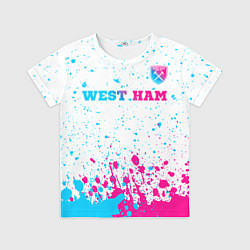 Футболка детская West Ham neon gradient style посередине, цвет: 3D-принт