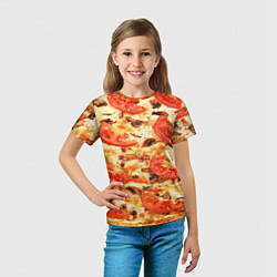 Футболка детская Пицца с грибами и томатом - текстура, цвет: 3D-принт — фото 2