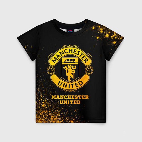 Детская футболка Manchester United - gold gradient / 3D-принт – фото 1