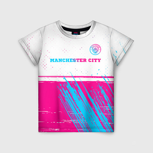 Детская футболка Manchester City neon gradient style посередине / 3D-принт – фото 1