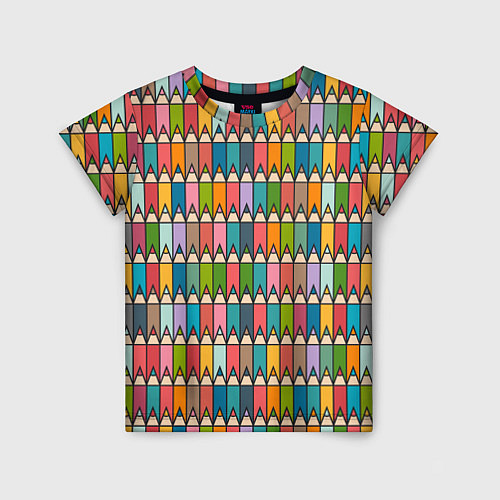 Детская футболка Паттерн с цветными карандашами / 3D-принт – фото 1