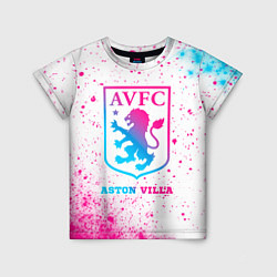 Футболка детская Aston Villa neon gradient style, цвет: 3D-принт