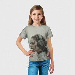 Футболка детская Девушка в кибернетических наушниках, цвет: 3D-принт — фото 2