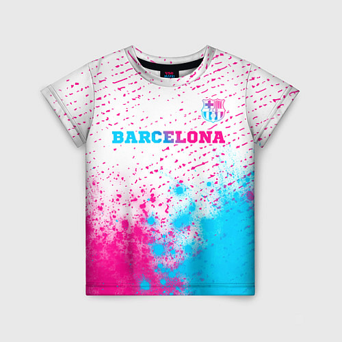 Детская футболка Barcelona neon gradient style посередине / 3D-принт – фото 1