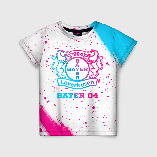 Детская футболка Bayer 04 neon gradient style / 3D-принт – фото 1