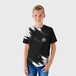 Футболка детская Borussia краски чёрно белый, цвет: 3D-принт — фото 2