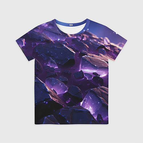 Детская футболка Фиолетовые неоновые камни со светом / 3D-принт – фото 1