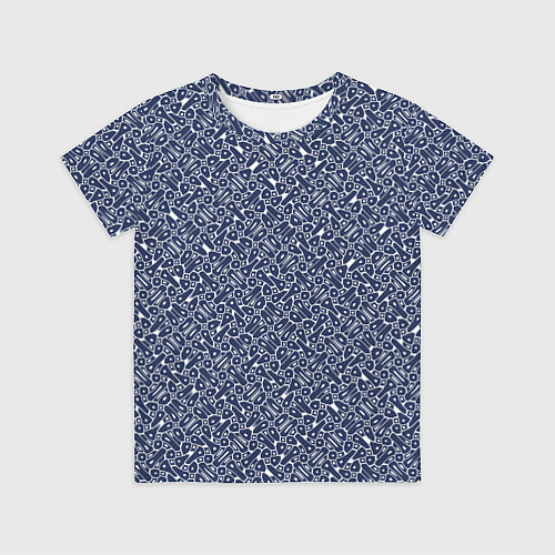 Детская футболка Сине-белый паттерн узорчатый / 3D-принт – фото 1