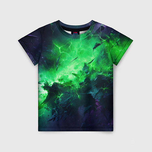 Детская футболка Круглый зеленый мистический фон / 3D-принт – фото 1