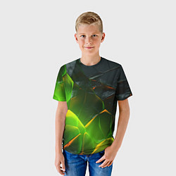 Футболка детская Зеленая абстрактная неоновая текстура, цвет: 3D-принт — фото 2