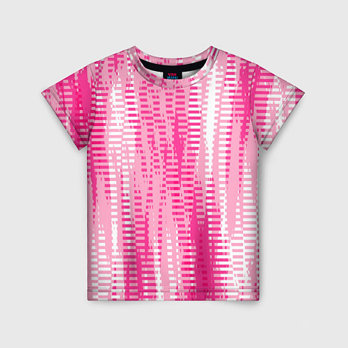 Детская футболка Бело-розовый полосатый / 3D-принт – фото 1