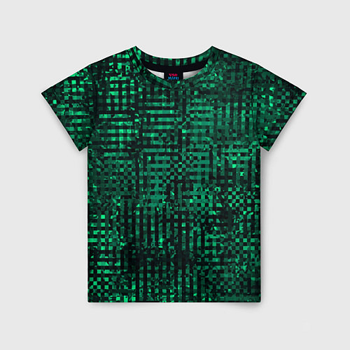 Детская футболка Чёрно-зелёный абстрактный / 3D-принт – фото 1