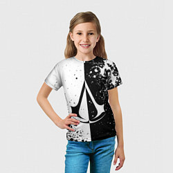 Футболка детская Assasins Creed - black and white, цвет: 3D-принт — фото 2