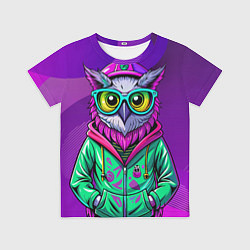 Футболка детская Модная сова на фиолетовом, цвет: 3D-принт