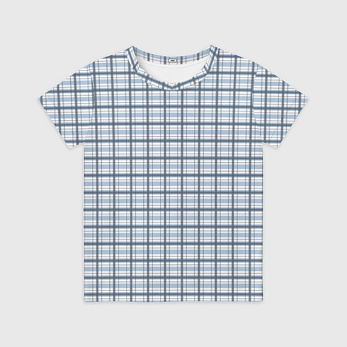 Детская футболка Светлый бело-синий паттерн клетчатый / 3D-принт – фото 1