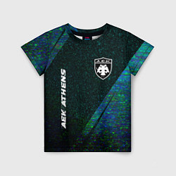 Футболка детская AEK Athens glitch blue, цвет: 3D-принт
