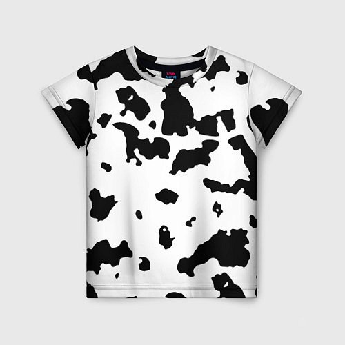 Детская футболка Черно белый пятнистый узор / 3D-принт – фото 1