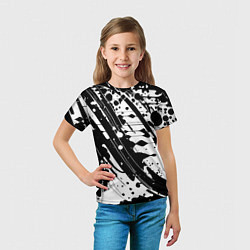 Футболка детская Чёрно белая абстракция - кляксы, цвет: 3D-принт — фото 2