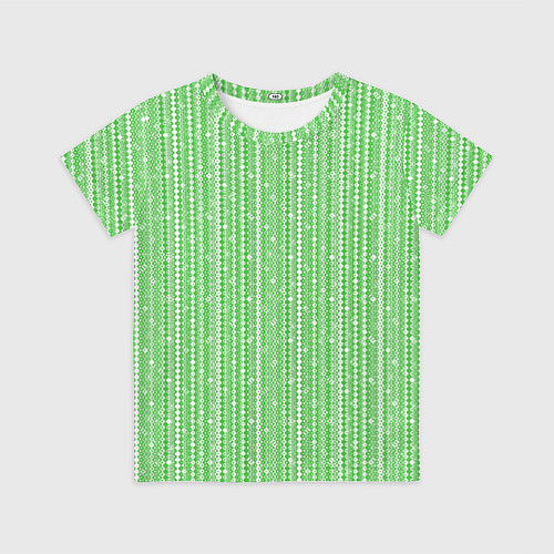 Детская футболка Светлый зелёный полосы-узоры / 3D-принт – фото 1
