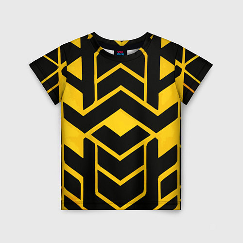 Детская футболка Жёлтые полосы на чёрном фоне / 3D-принт – фото 1
