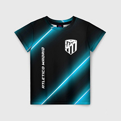 Футболка детская Atletico Madrid неоновые лампы, цвет: 3D-принт