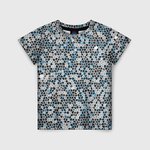 Детская футболка Паттерн мозаика серый с голубым / 3D-принт – фото 1