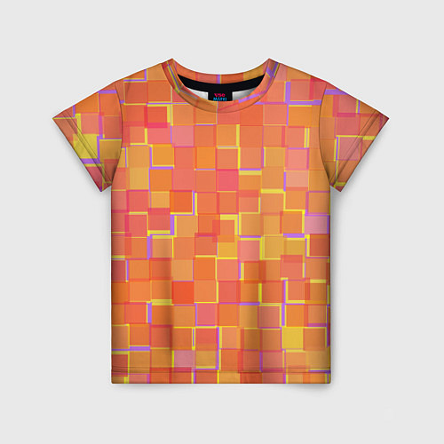 Детская футболка Россыпь оранжевых квадратов / 3D-принт – фото 1